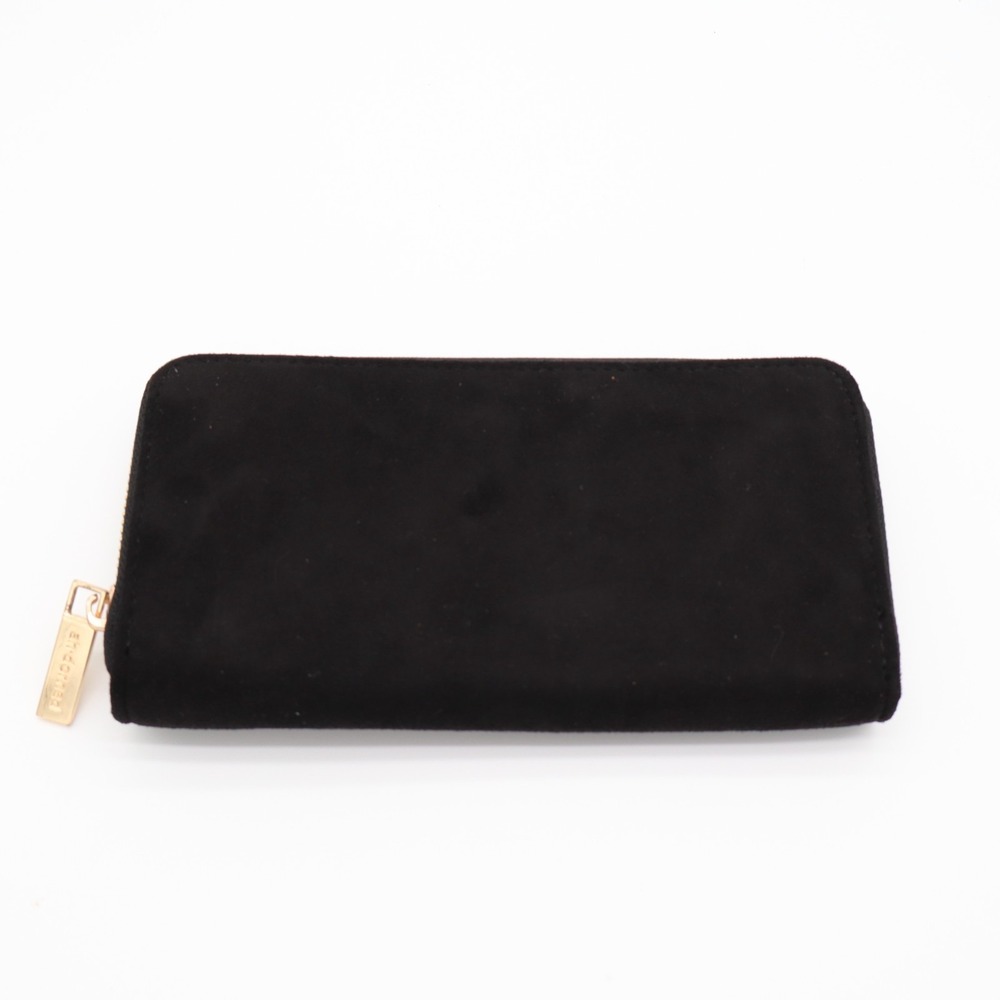 Ah.Dorned Womens Wallet Core Black Suede Zip Around Credit Card Slots Purse